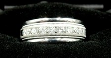 14K WHITE GOLD 1.0 CT CHANNEL SET MENS DIAMOND WEDDING RING WEDDING BAND 10.25