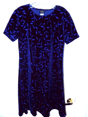 TEDDI EVENING Midnight Blue Sparkle Velvet Cocktail Evening Dress-6 NICE! |  eBay
