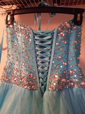Beautiful blue dress with a heart shaped beaded top. | eBay