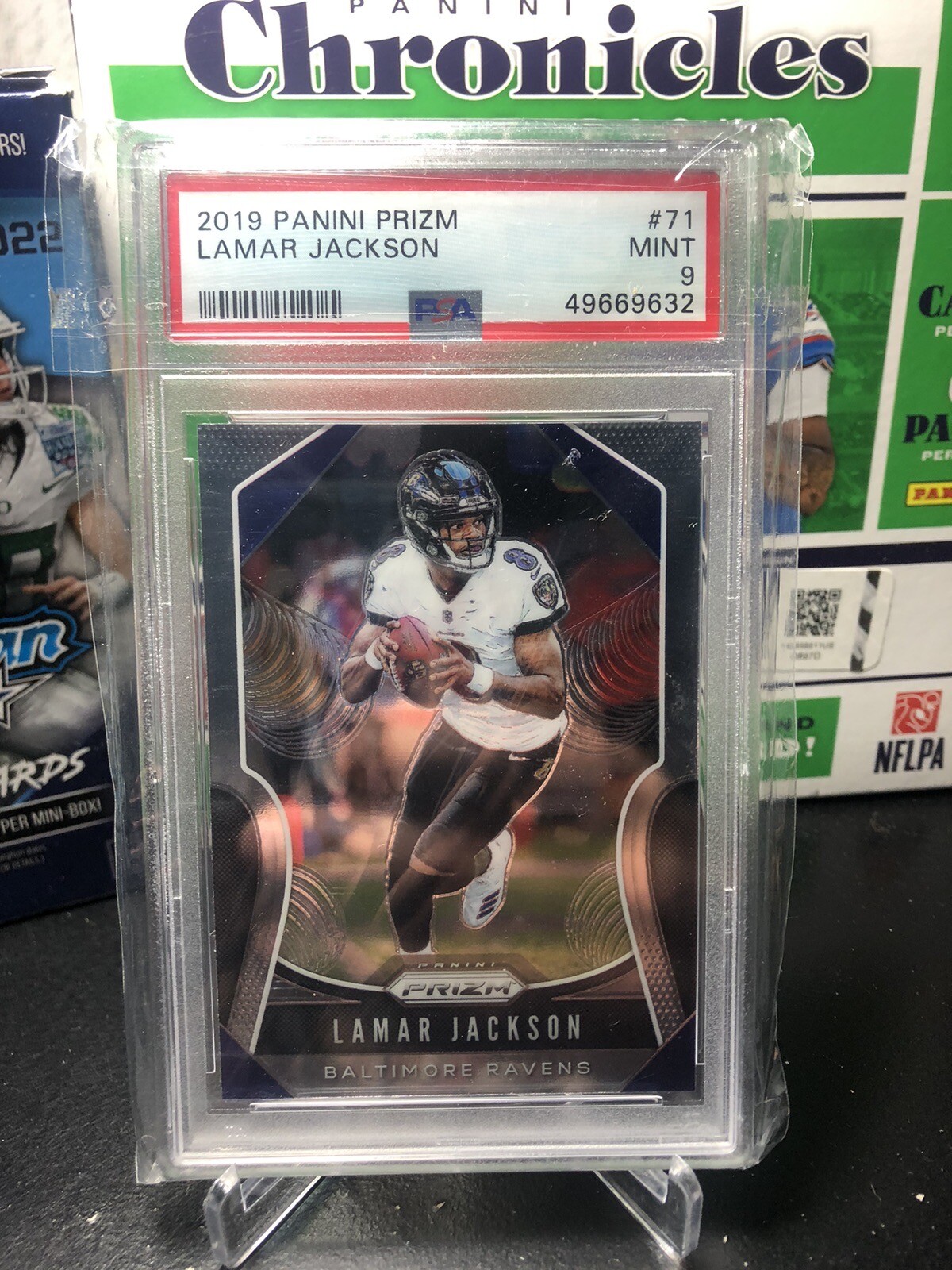 2019 Panini Prizm Football Lamar Jackson Base #71 PSA 9 MINT Baltimore Ravens