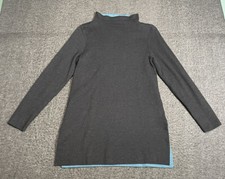 Aspen Brand Grey Blue Cotton Women's Gray Small Tunic Pullover High Neck Sweater