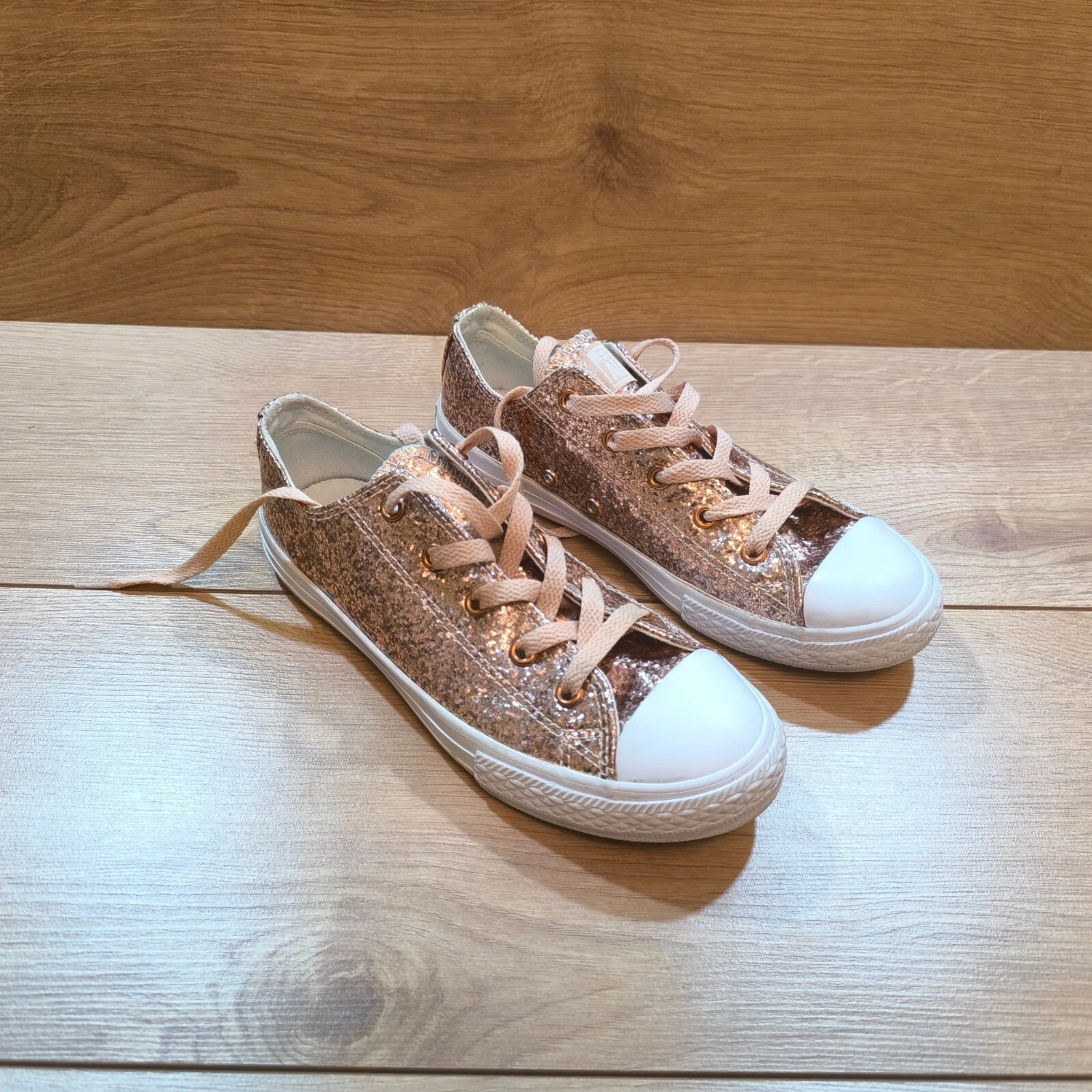 Scarpe Converse All Star oro rosa glitter taglia 3UK 35.5EU