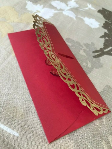 Hochzeit Party Einladung Glücksgeld Umschlag lasergeschnittene Spitze metallic bedruckt - Bild 30 von 34