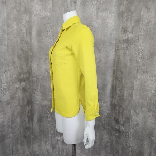 Vintage 70s J B Horgan CA Womens Bright Yellow Ribbed L/S Oversized Collar Shirt - Picture 7 of 13