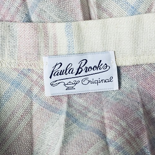 Vintage Paula Brooks 1970's Accordion Pleated Plaid Skirt Wool Blend Size 16 - Picture 4 of 7