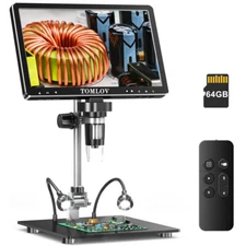 TOMLOV DM9 Max 10.1" IPS HDMI Digital Microscope 1500X 20MP Soldering Microscope