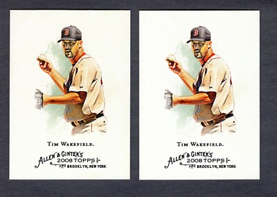 (2) 2008 TOPPS ALLEN & GINTER'S TIM WAKEFIELD CARD #130 LOT  **NM-MT**  RED SOX
