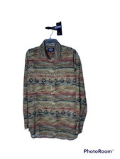 Vtg Roper Shirt Size Large Pearl Snap Western Aztec Southwest Print Rodeo