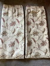 Dunelm Luxury Quality Lined Curtains 53”D  84”W Beige &Red Flower Print