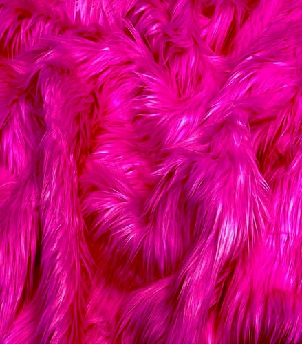 HOT PINK - Shaggy Long Pile Faux Fur Fabric By Yard | Faux Fur | High Quality - Picture 2 of 2