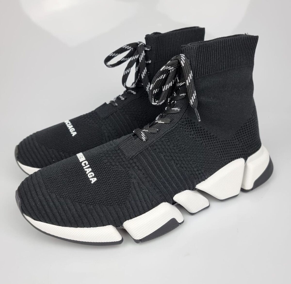 BALENCIAGA Speed Men's Laced Black And White Sneakers New | eBay BALENCIAGA Speed Men's Laced Black And White Sneakers New | eBay