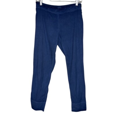 120% Lino Pants Womens Small Blue Skinny Linen Blend Cropped Trousers Career