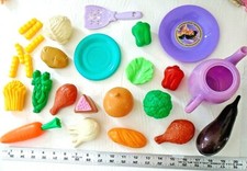 PRETEND PLAY FOOD Child Big Lot Carrot, Cake, Broccoli, Bread, Utensils, etc. EC
