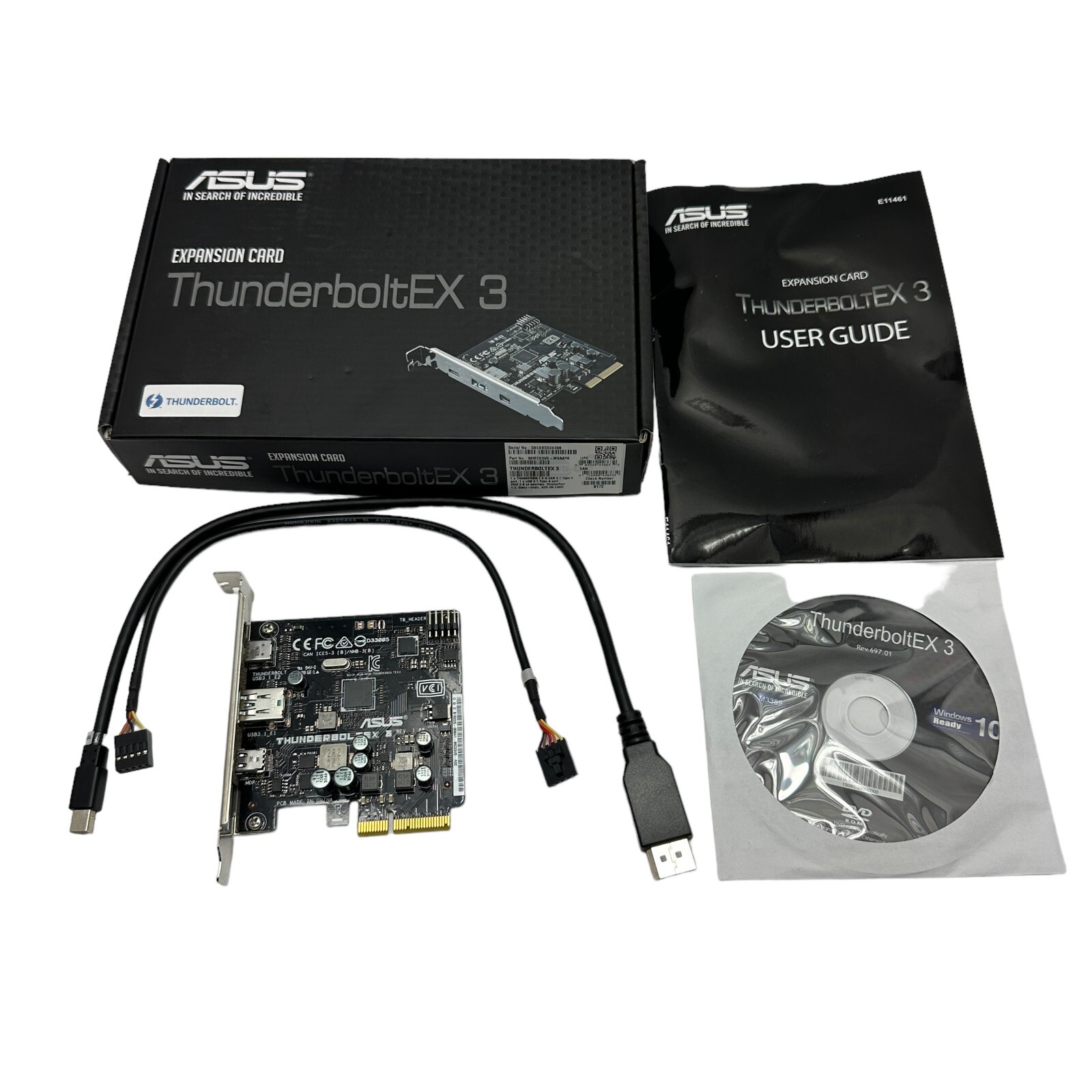 Asus ThunderboltEX 3 USBC Display Port 1.2 USB 3.1 Expansion Card PCI