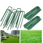 U PINS GREEN ARTIFICIAL GRASS TURF GALVANISED METAL PEGS STAPLES WEED HOOKS - 50