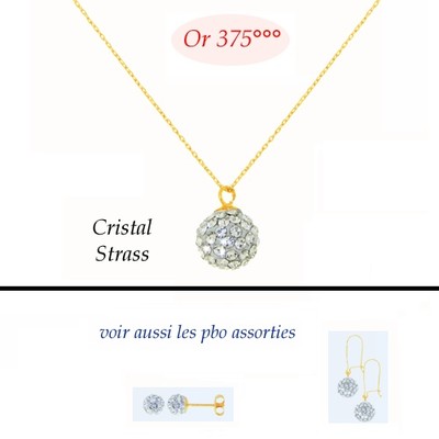 Boucles D'oreilles Boule Pavé Cristal Blanc Or 18K - Dolly-Bijoux