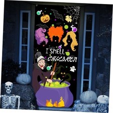 Halloween Door Decorations Door Cover, Large Fabric Halloween Party