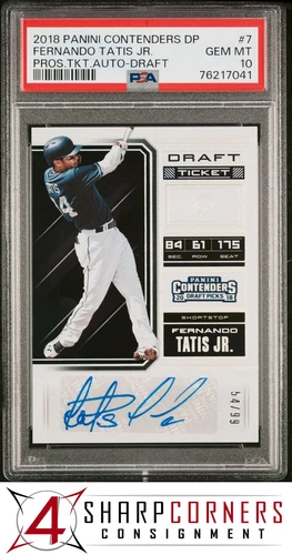 2018 CONTENDERS DRAFT PROSPECT TICKET AUTO #7 FERNANDO TATIS JR. RC #/99 PSA 10