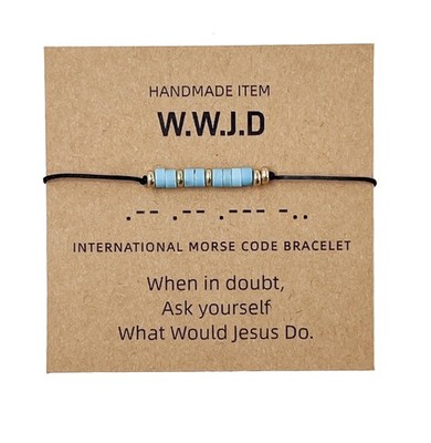 Morse Code Beaded Bracelets Tiny Turquoise Stone Beads Morse Code String Rope...