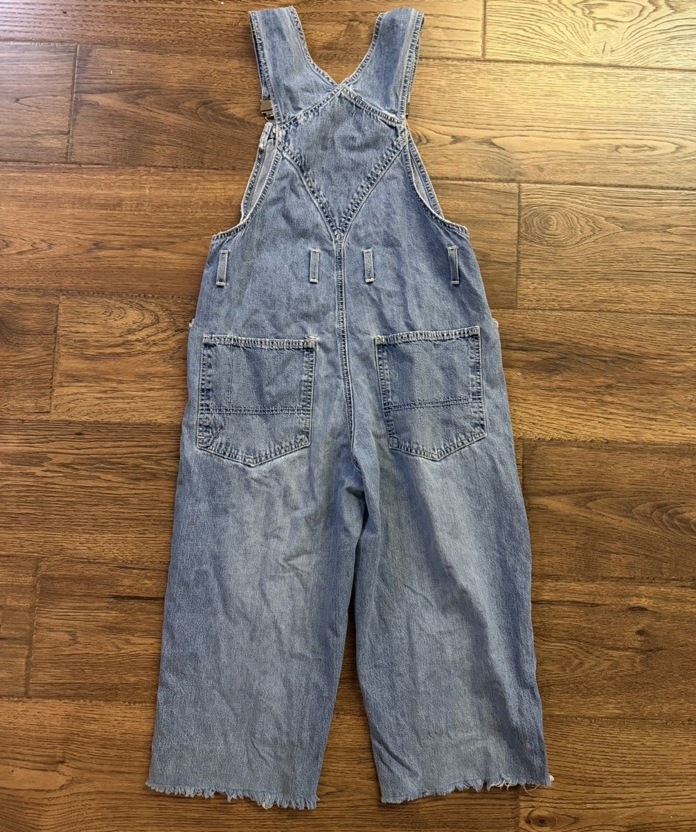 Vintage AE Supply Co Dungarees Denim Bib Overalls XS USA Carpenter Cropped Raw View 2