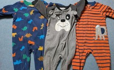 LOT of 3 Infant Boy Size 12 Months Zip Up Pajamas