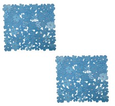 2 Pack Floral Clear PVC Kitchen Sink Mats 11.5x10.5 Inch CutToFit Protector
