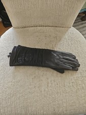 Womens Worthington Brown Full Real Leather Gloves with Ruched Effect Size M