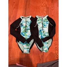 2 Girls Rash guard style one piece bathing suits 6/6x