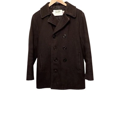Chaqueta Abrigo Schott Lana Guisante Negra 10 EE. UU. 740N Doble Pecho Acolchada Forrada EE. UU. - Imagen 1 de 4