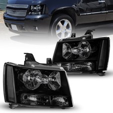 Pair Smoked Headlights Assembly For 07-13 Chevy Avalanche Suburban 1500 Tahoe