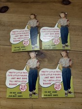 Lot of 4 Vintage 1960s Tuf Nut Cardboard Advertising Signs Little Girl Jeans