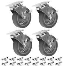 HFS(R) 4PCS 5-Inch Swivel Caster Wheels 1120 lbs Loads Capacity w/ Bolts Sets