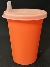 Vtg Tupperware Sippy Bell Tumbler 7oz. Cup 109 Neon Orange Sipper Seal 1552 NOS