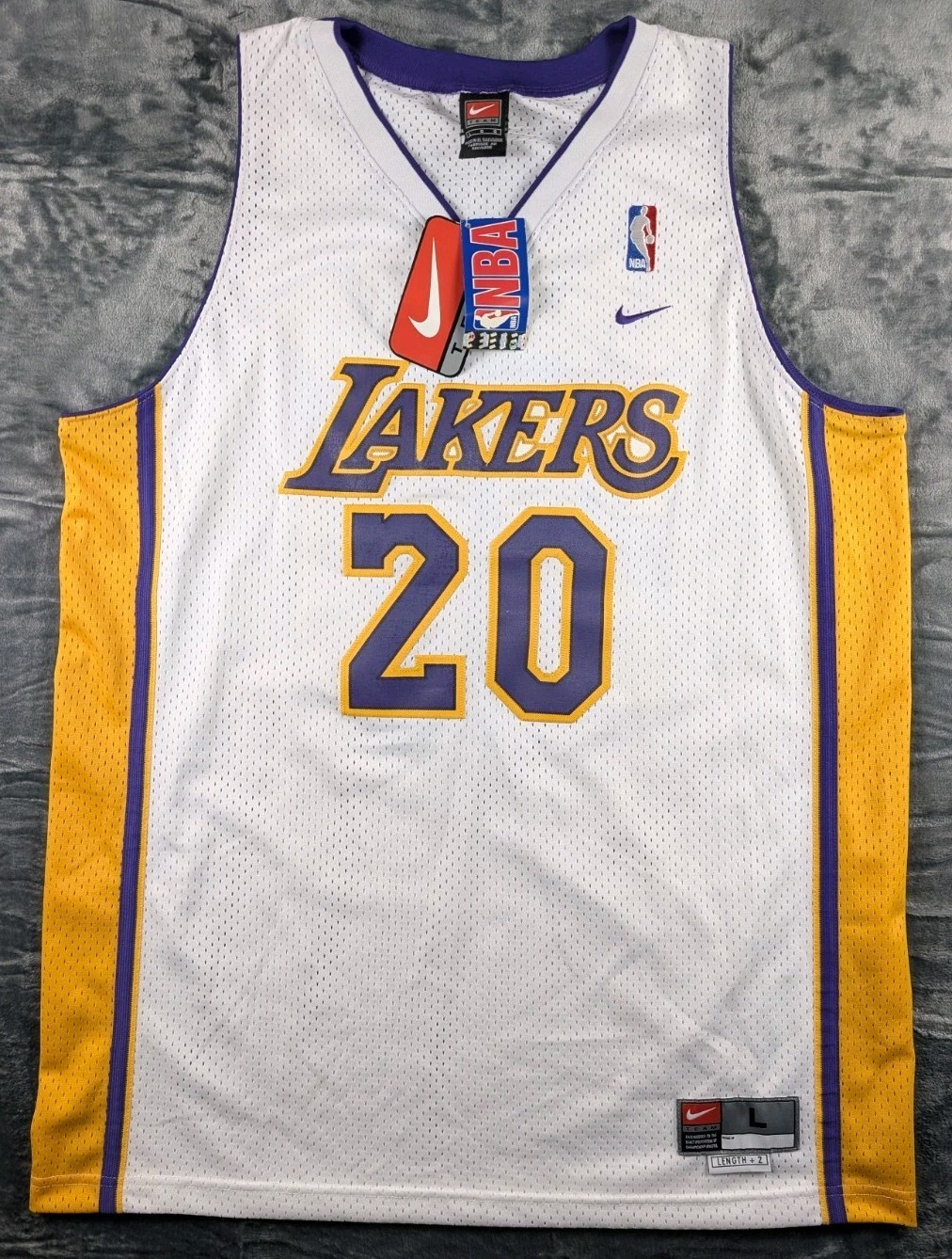 New Nike Los Angeles Lakers Gary Payton #20 Swingman White Jersey Size Large NWT