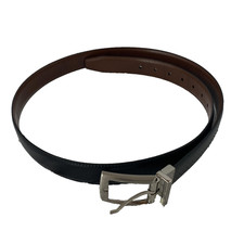 Reversible Dress Belt Mens XL 42/44 Black Brown Silver Buckle Manmade Materials