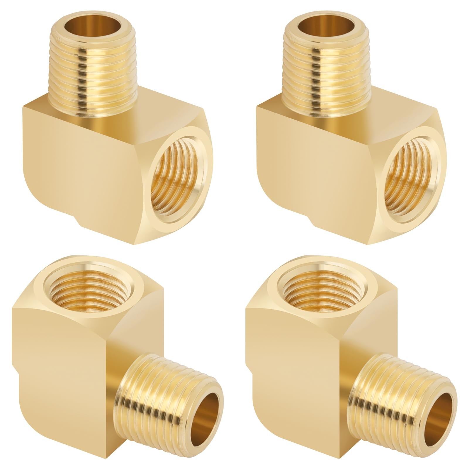 1/8 NPT Male to 1/8 NPT Female Brass 90 Degree Street Elbow Pipe Fitting 4 Pack