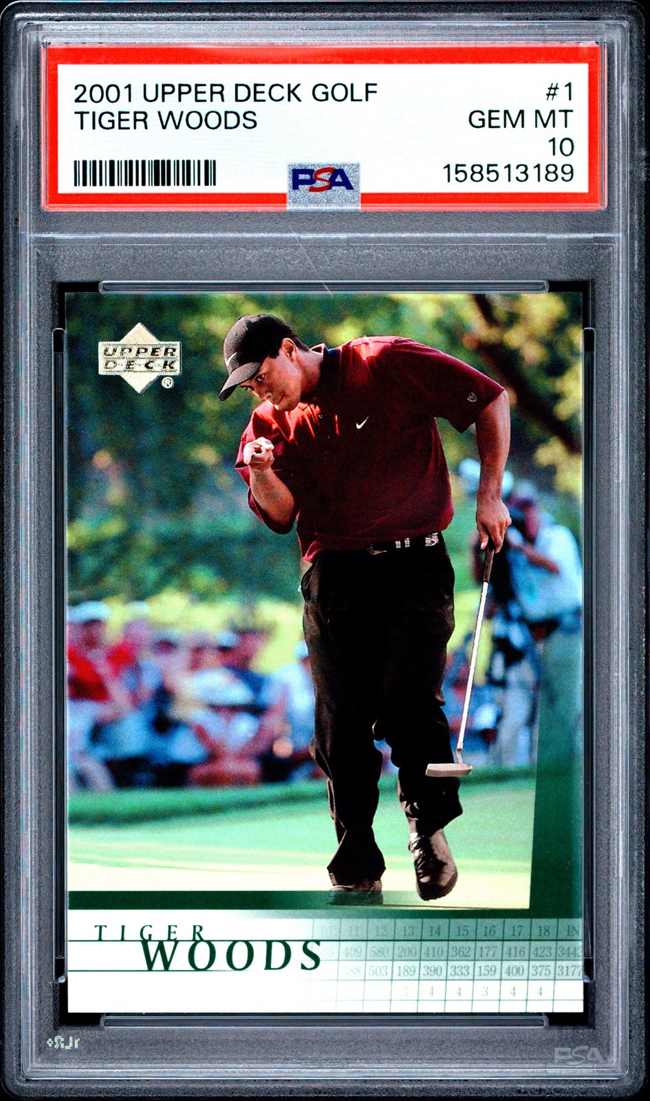 2001 UPPER DECK GOLF #1 TIGER WOODS ROOKIE RC PSA 10 view 1