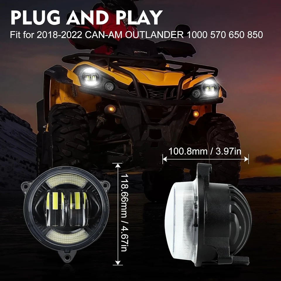 Faro LED DRL haz bajo para Can-Am Outlander 500 650 800 850 1000 800R 1000R Foto 4 de 4