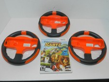 DreamWorks Super Star Kartz Nintendo Wii Game w/ 3 NERF Steering Wheels Tested