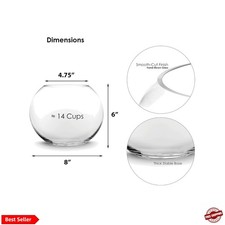 Glass Bubble Bowl H-6" W-8", Approx. 3/4 Gal. Small Fish Bowl Round Terrarium...