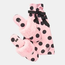 VICTORIA'S SECRET SIGNATURE SATIN POLKA DOT SLIPPERS NWT SIZE L 9 10