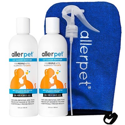 Allerpet Cat Dander Remover w/Free Applicator Mitt & Sprayer - Effective Cat ...