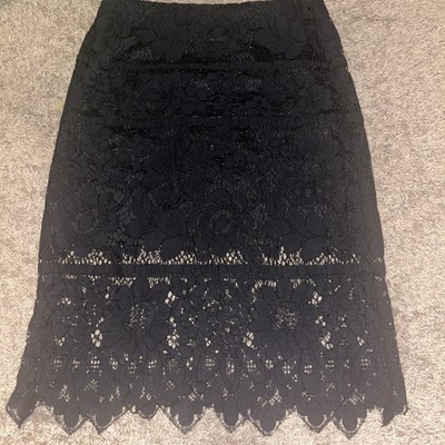 Vintage Looking Black Lace Pencil Skirt Medium Whimsigoth Flapper Dark Romance