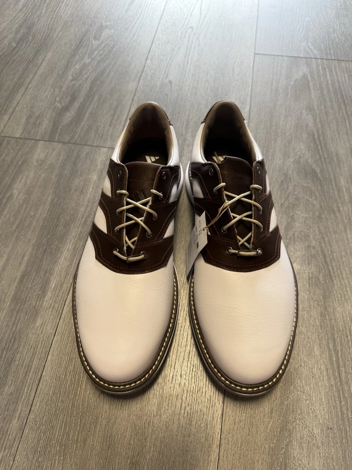 Zapatos de golf Adidas MC Z-Traxion para hombre blancos marrones sin clavos IG0910 talla 11 Foto 4 de 4