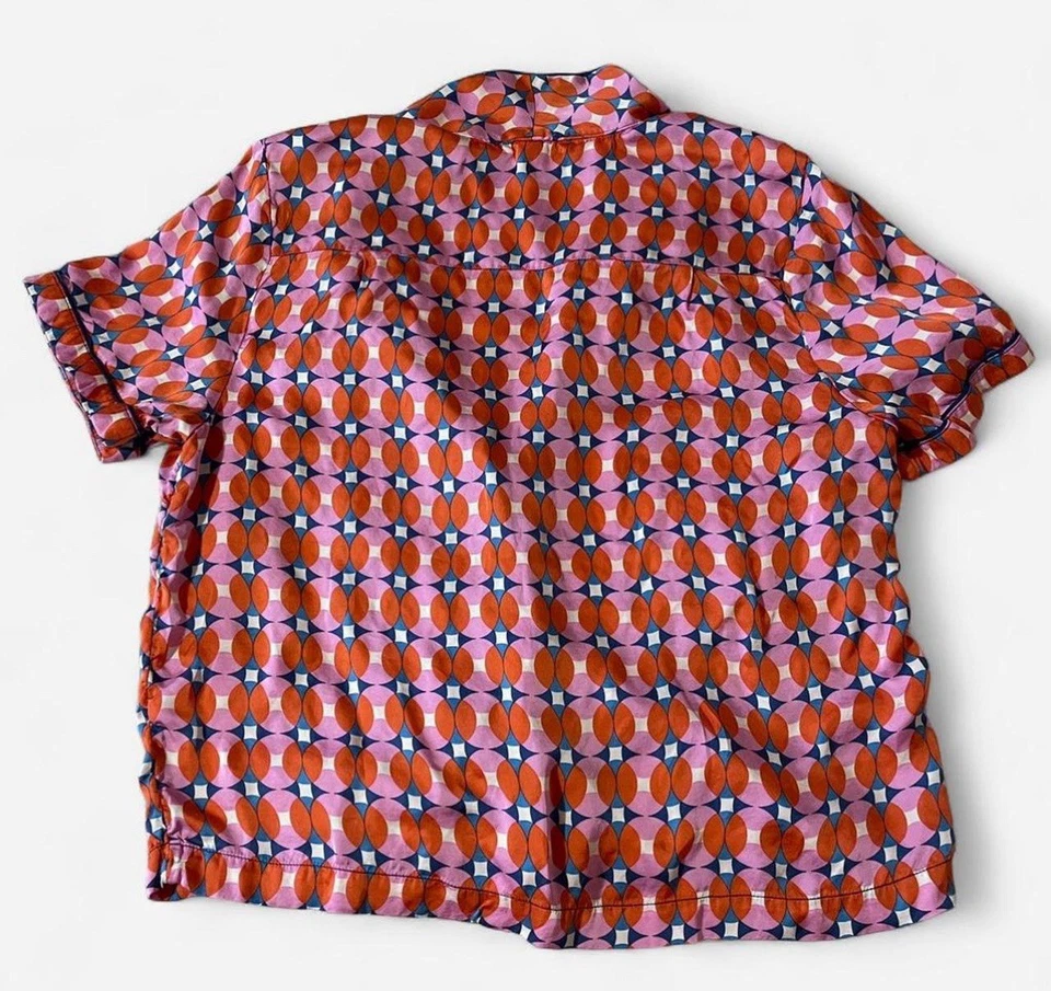 Conjunto de pijama Anthropologie para mujer rosa/naranja patrón geométrico con pantalones cortos talla L Foto 2 de 4