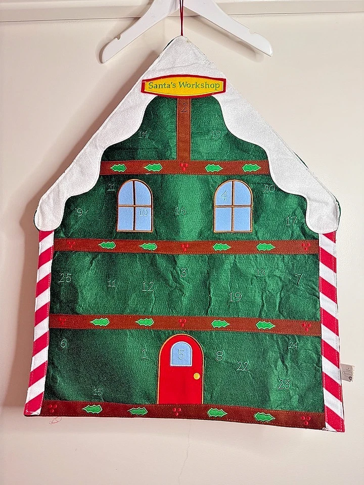 Vtg Hallmark Keepsake Kids Christmas Santa’s Workshop Advent Calendar Felt Wall - Image 2 of 4