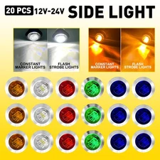 10/20Pcs 3/4" Strobe + Steady LED Marker Lights Dual Modes Warning Flash Lamps