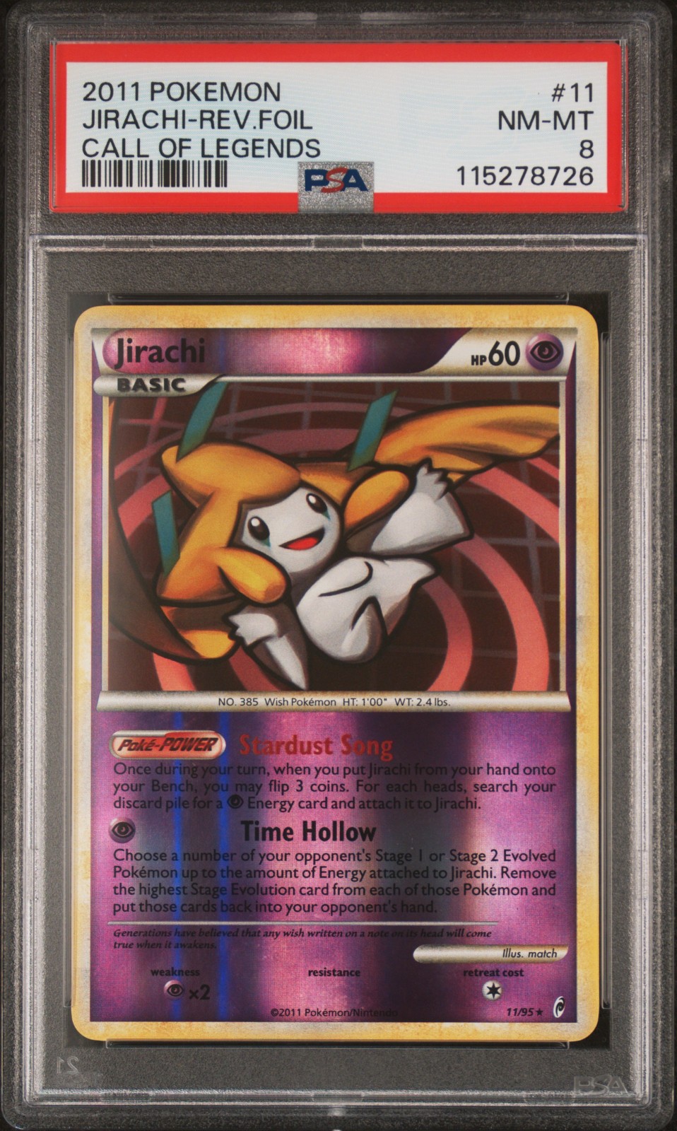 2011 POKEMON CALL OF LEGENDS JIRACHI #11 REVERSE PSA 8 NM #115278726