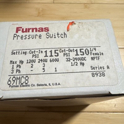 Original Furnas Pressure Switch 69MC8 115-150 Psi NEW IN BOX