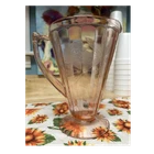 Vintage Jeanette Glass Floral Pink Depression Pitcher w/ Handle